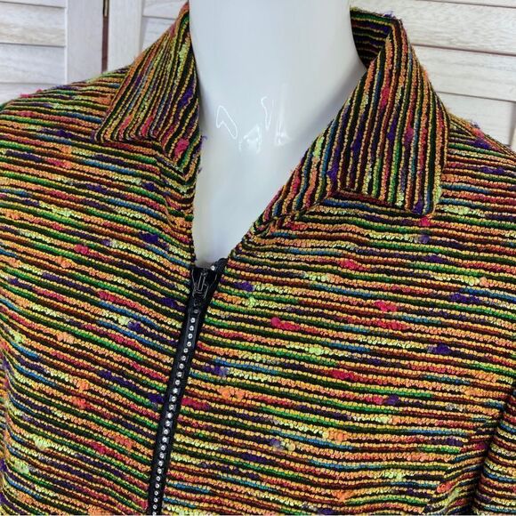 Lee Dong Soo Space Dye Chenille Full Zip Blazer Jacket Yellow Multi Large - Picture 5 of 16